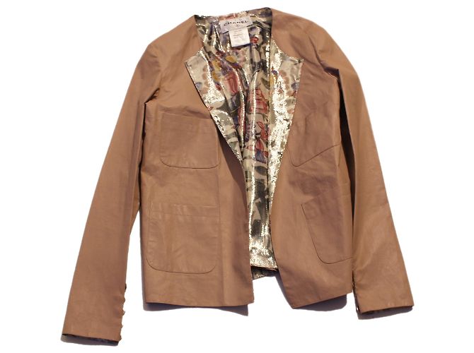 Chanel Lederjacke aus Lammleder hellbraun