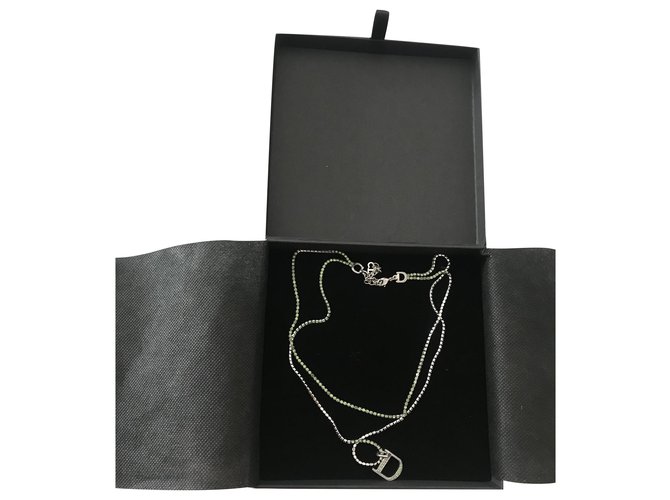 Dior Necklaces Silvery Green Metal  ref.242491
