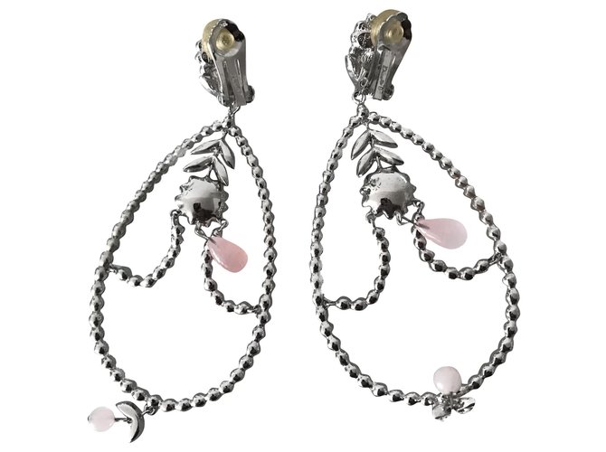 Dior Earrings Silvery Pink Metal  ref.242495
