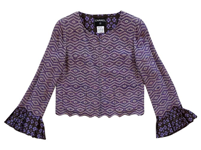 Chanel Jackets Multiple colors Purple Silk Wool Viscose  ref.242663
