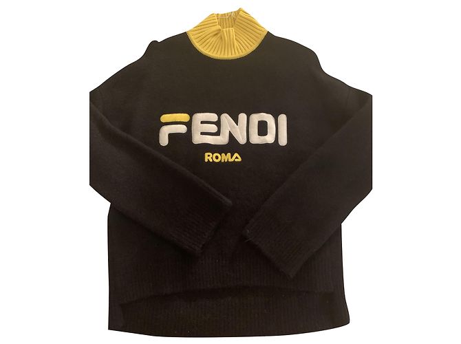 Fendi x Fila Pullover aus Wolle schwarz oversize