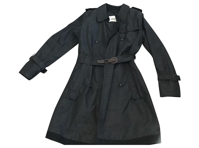 Cerruti 1881 Trench coats Black Cotton Polyester  ref.242701