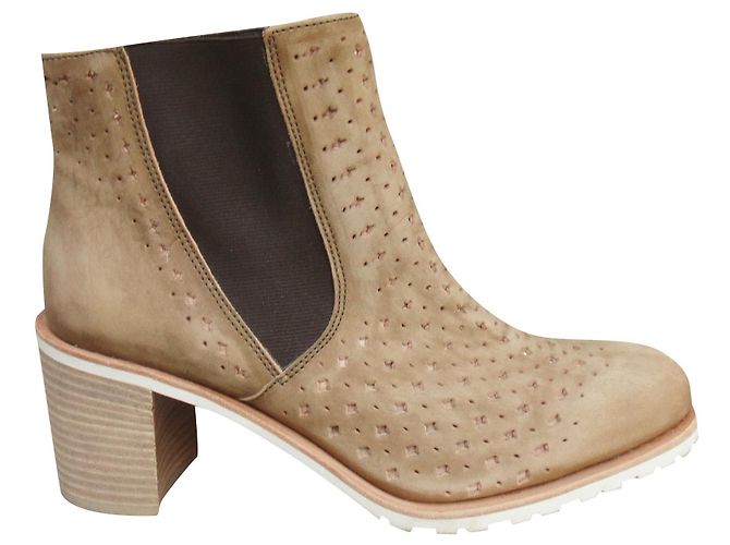 Botas Chelsea Paraboot de couro bege 37
