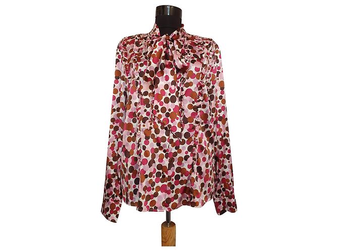 Camisa de seda com bolinhas Luisa Cerano Multicor