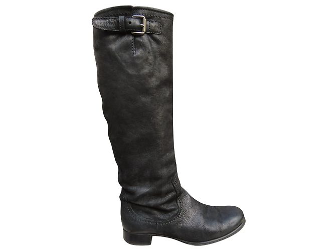 riding boots Prada p 38 in buttersoft leather Black