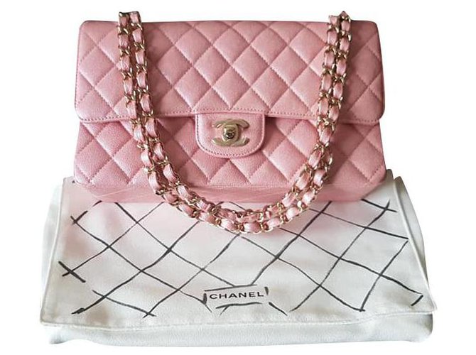 Chanel Classic Medium / Large Flap Rosa Pelle  ref.242793