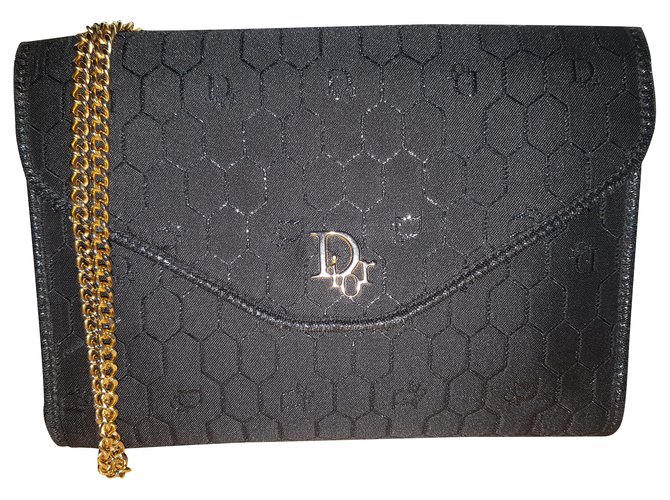 Christian Dior Pochettes Toile Noir  ref.242855