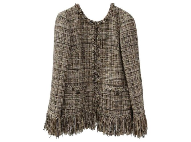 Veste en tweed Lesage à franges Chanel Multicolore  ref.243020