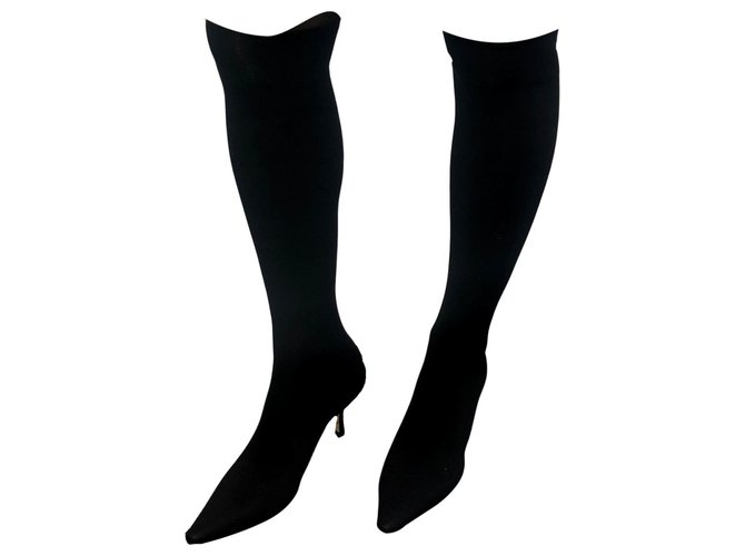 Rene Caovilla Boots Black Leather Cloth  ref.77242