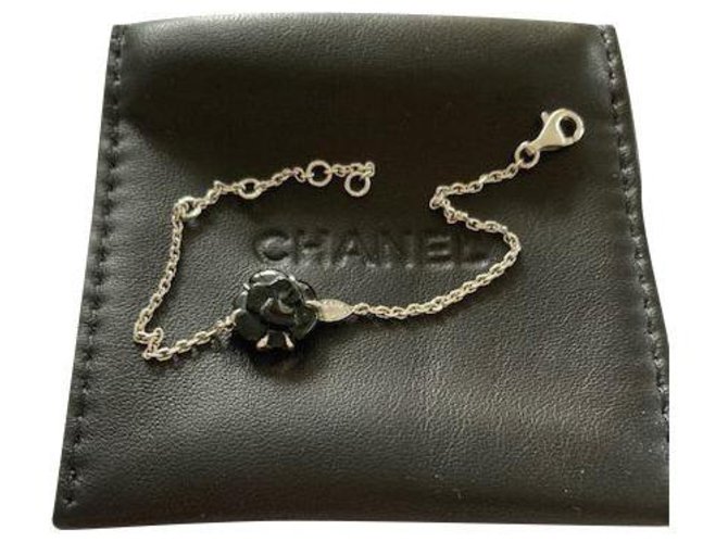 Chanel Camélia bracelet white gold, onyx, diamants. Black  ref.223257