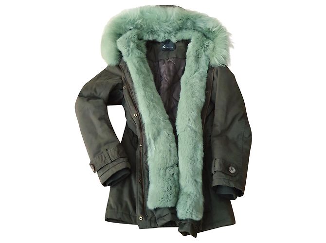 IQ + Berlin Parka IQ Berlin con vera pelliccia - TOP Verde oliva Verde chiaro