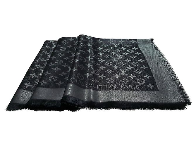Louis Vuitton Sciarpa Monogram Nero Seta