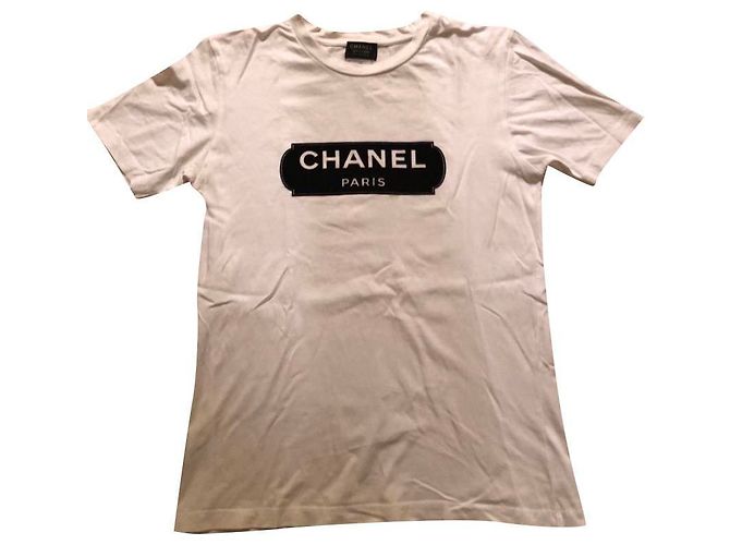 Chanel Tops Blanco Algodón