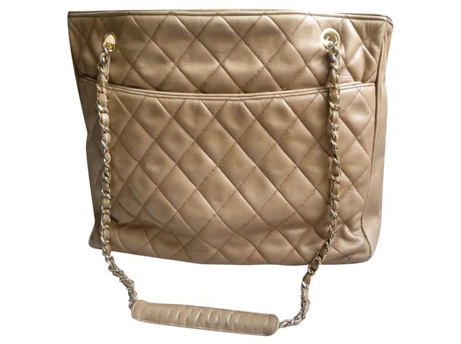 Sacola Chanel Bege Couro  ref.243025