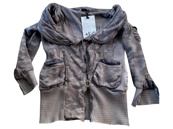 Autre Marque Wild Lab Generation by Giorgio Bravo jacket & pants, Italy Brown Grey Khaki Leather Cotton Wool  ref.243033