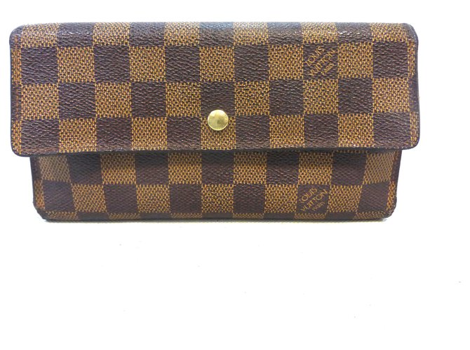 Louis Vuitton TRESOR INTL DAMIER EBENE Brown Leather  ref.243075
