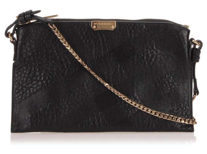 Burberry Black Embossed Chichester Leather Crossbody Bag Pony-style calfskin  ref.243123