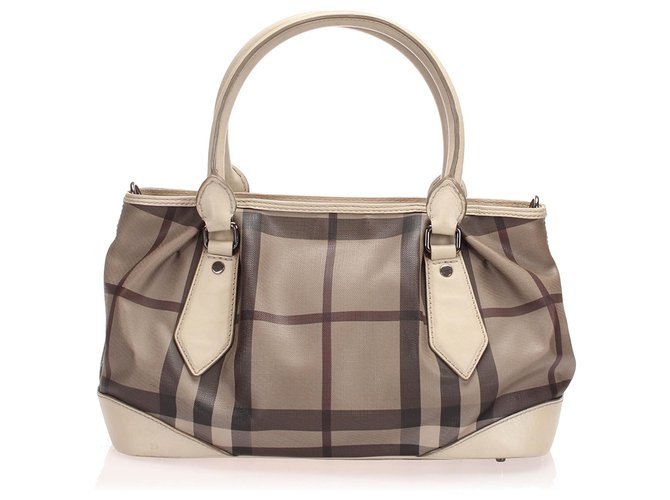 Burberry Gray Smoke Check Satchel Multiple colors Grey Leather Plastic Pony-style calfskin  ref.243170