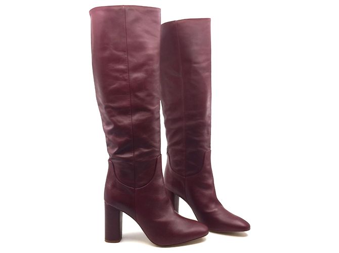 Zara Botas de piel burdeos