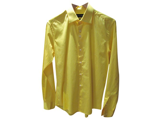 Autre Marque Chemise jaune Gentiluomo en coton soyeux  ref.243287