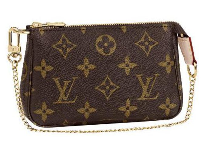 Louis Vuitton LV Mini pochette Accessoires Mono Brown Leather  ref.243324