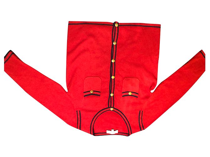 Sandro Strickjacke Rot aus Wolle und Kaschmir mit Goldknöpfen
