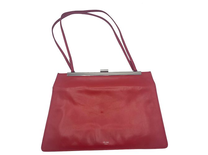 Bolsa de mão Céline Clasp em couro vermelho