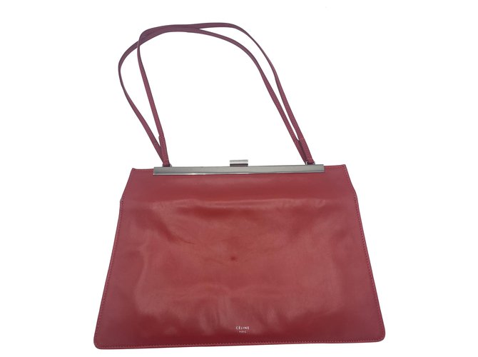 Céline Clasp Red Leather  ref.243357
