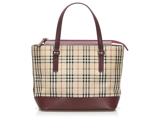 Burberry Brown House Check Canvas Handbag Multiple colors Beige Leather Cloth Pony-style calfskin Cloth  ref.243395