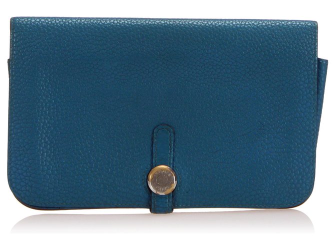 Hermès Hermes Blue Dogon Wallet Leather Pony-style calfskin  ref.243418