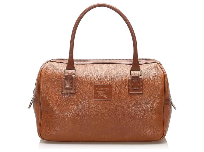 Burberry Brown Leather Boston Bag Pony-style calfskin  ref.243438