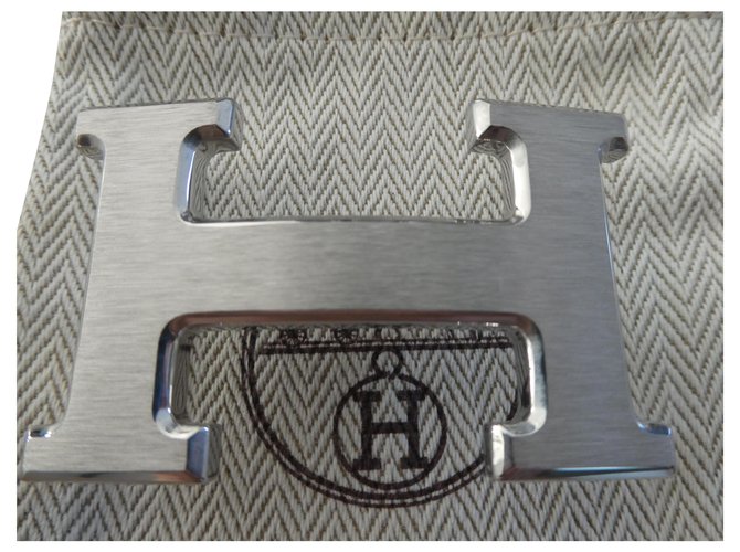 Hermès belt buckle model 5382  brushed silver steel 32MM Silvery  ref.243486