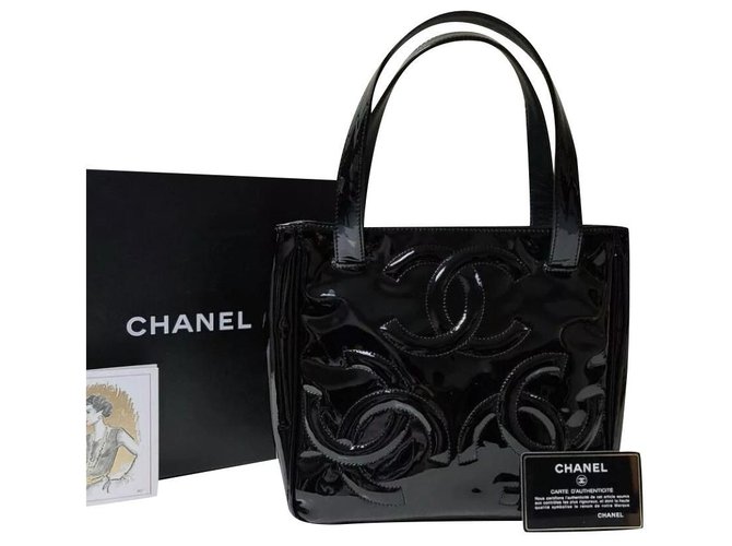 CHANEL Black Patent Leather Triple Coco Tote Bag  ref.243568