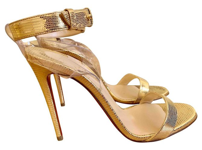 Christian Louboutin Sandals Golden Leather  ref.243573