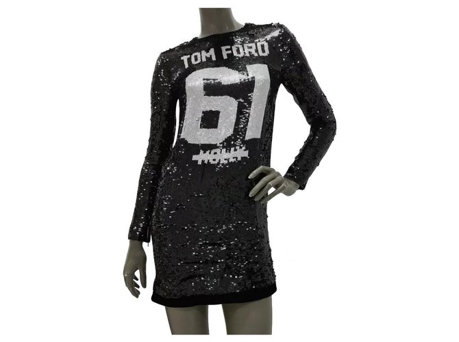 Tom Ford Black White Sequins Dress Sz ...