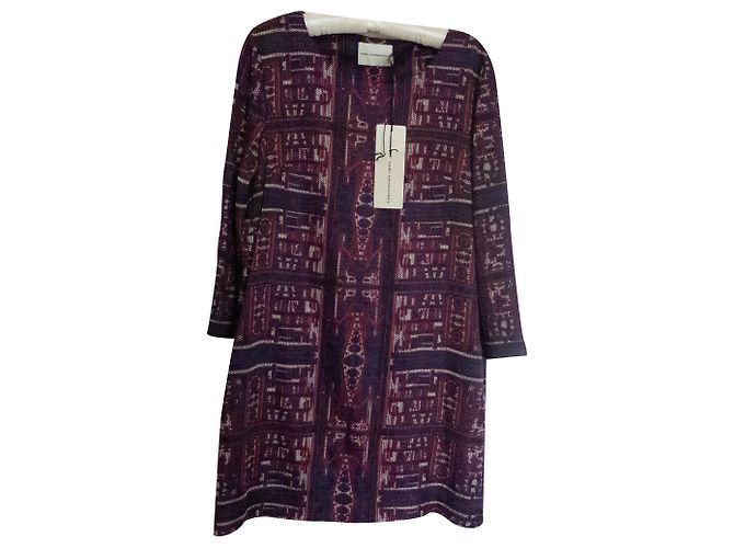 Vestido recto Mary Katrantzou Elio Rojo Oscuro Algodón Viscosa Burdeos