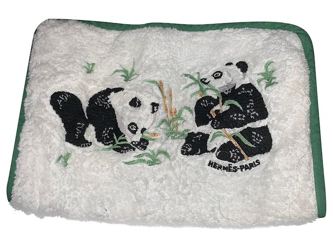 Hermès Neceser pandas de algodón Blanco