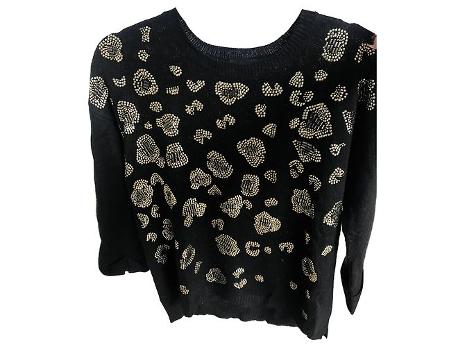 Neuer bestickter Topshop-Pullover Schwarz 