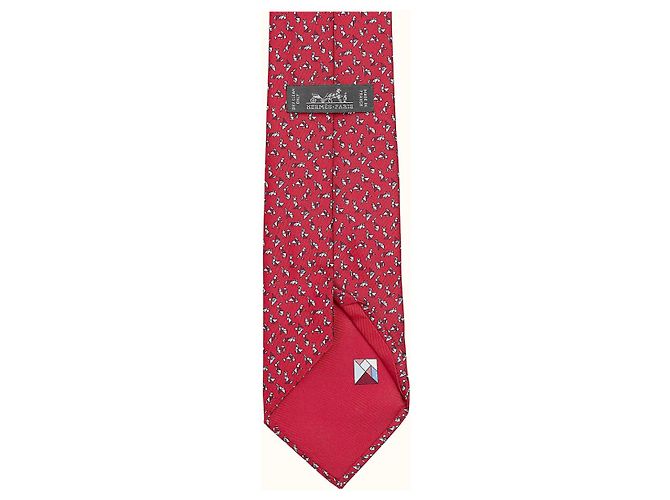 Hermès Tangram Tie in silk twill Red Grey