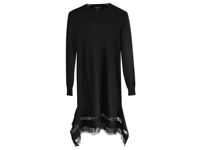 Louis Vuitton Lace Hem Knit Dress Black Wool  ref.243664
