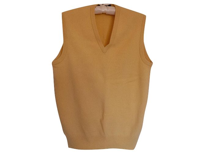 Pull sans manches Jaeger en laine d'agneau jaune homme 