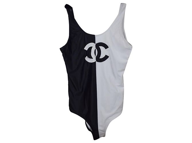 Chanel Costumi da bagno Nero Bianco