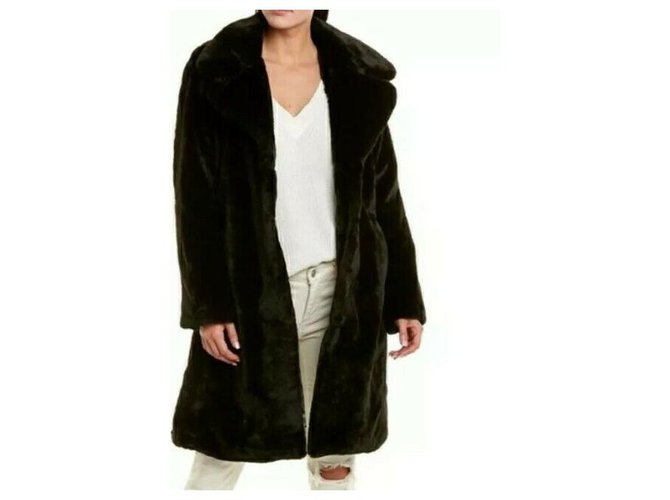 Badgley Mischka Fake fur Bunny coat in black Polyester  ref.243694