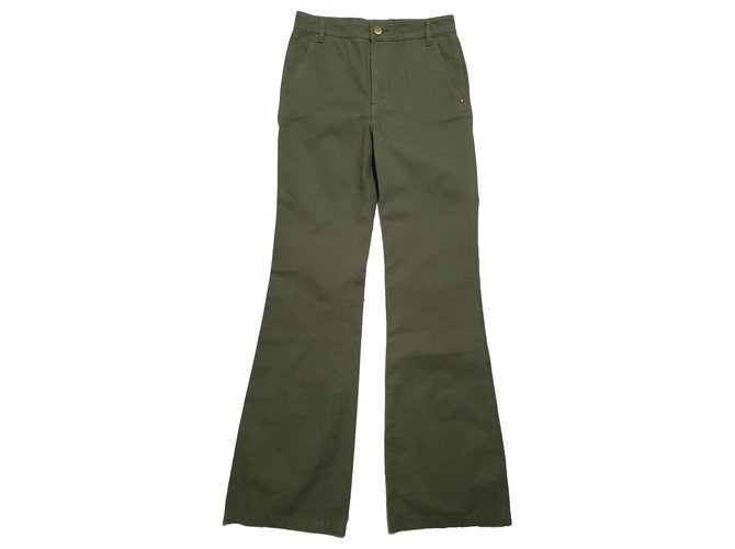 Tory Burch Pants, leggings Green Cotton  ref.243699