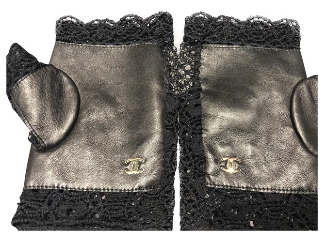 Chanel Gloves Black Leather  ref.243707