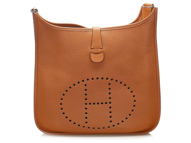 Hermès Hermes Orange Evelyne GM Leather Cloth Pony-style calfskin Cloth  ref.243744