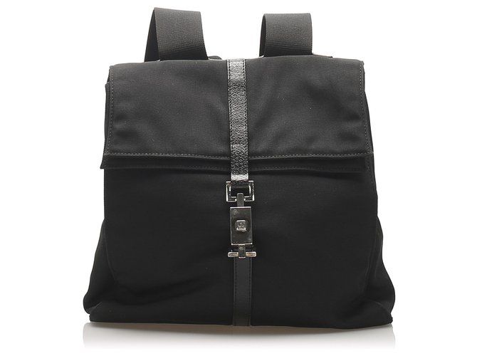 gucci black canvas backpack