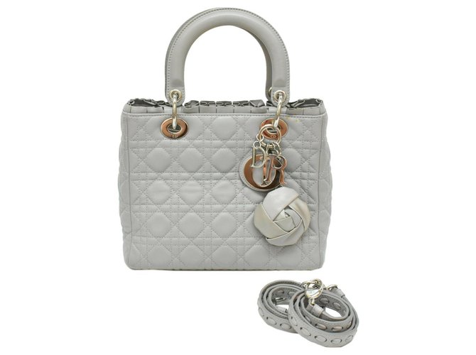 DIOR handbag Grey Leather  ref.243834