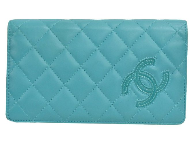 Chanel wallet Blue Leather  ref.243838