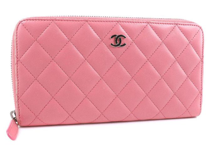 Portefeuille Chanel Cuir Rose  ref.243898